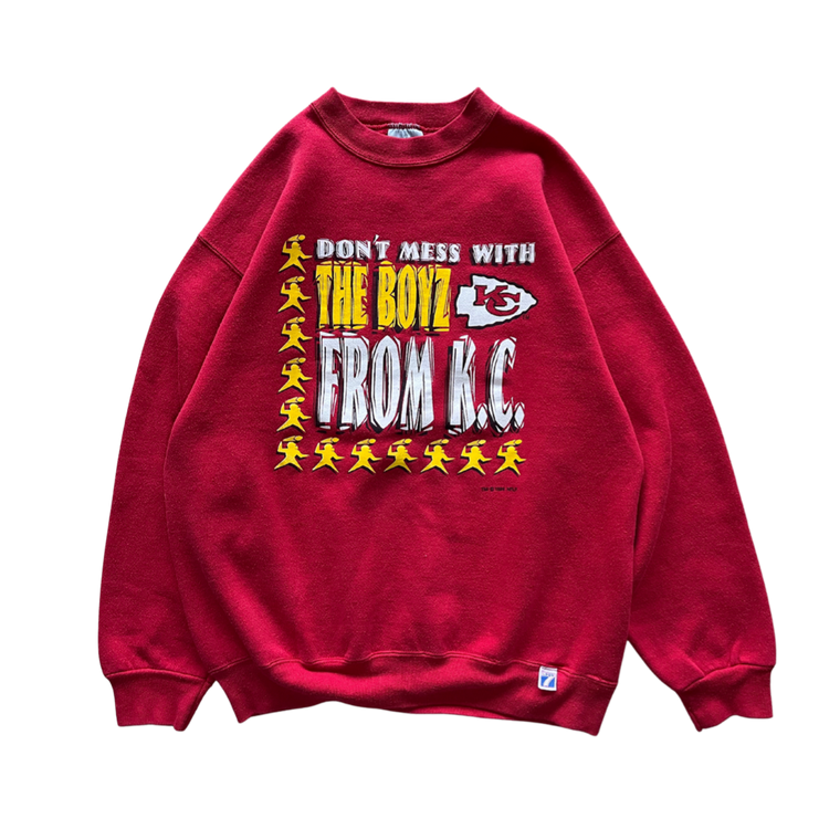 WESTSIDE STOREY VINTAGE | VINTAGE 90S DONT MESS WITH THE BOYZ KC CHIEFS SWEATSHIRT - RED