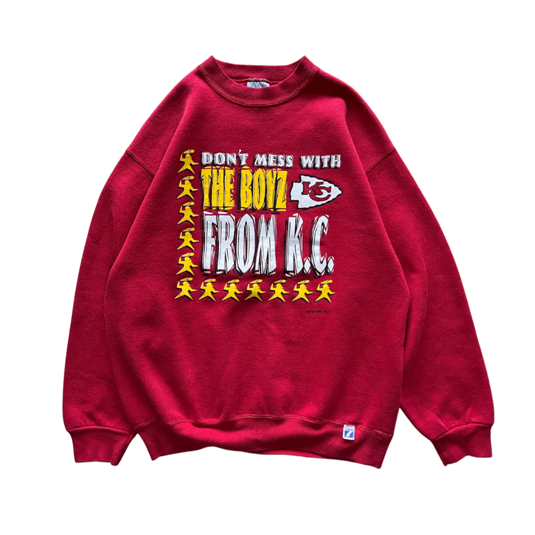 WESTSIDE STOREY VINTAGE | VINTAGE 90S DONT MESS WITH THE BOYZ KC CHIEFS SWEATSHIRT - RED