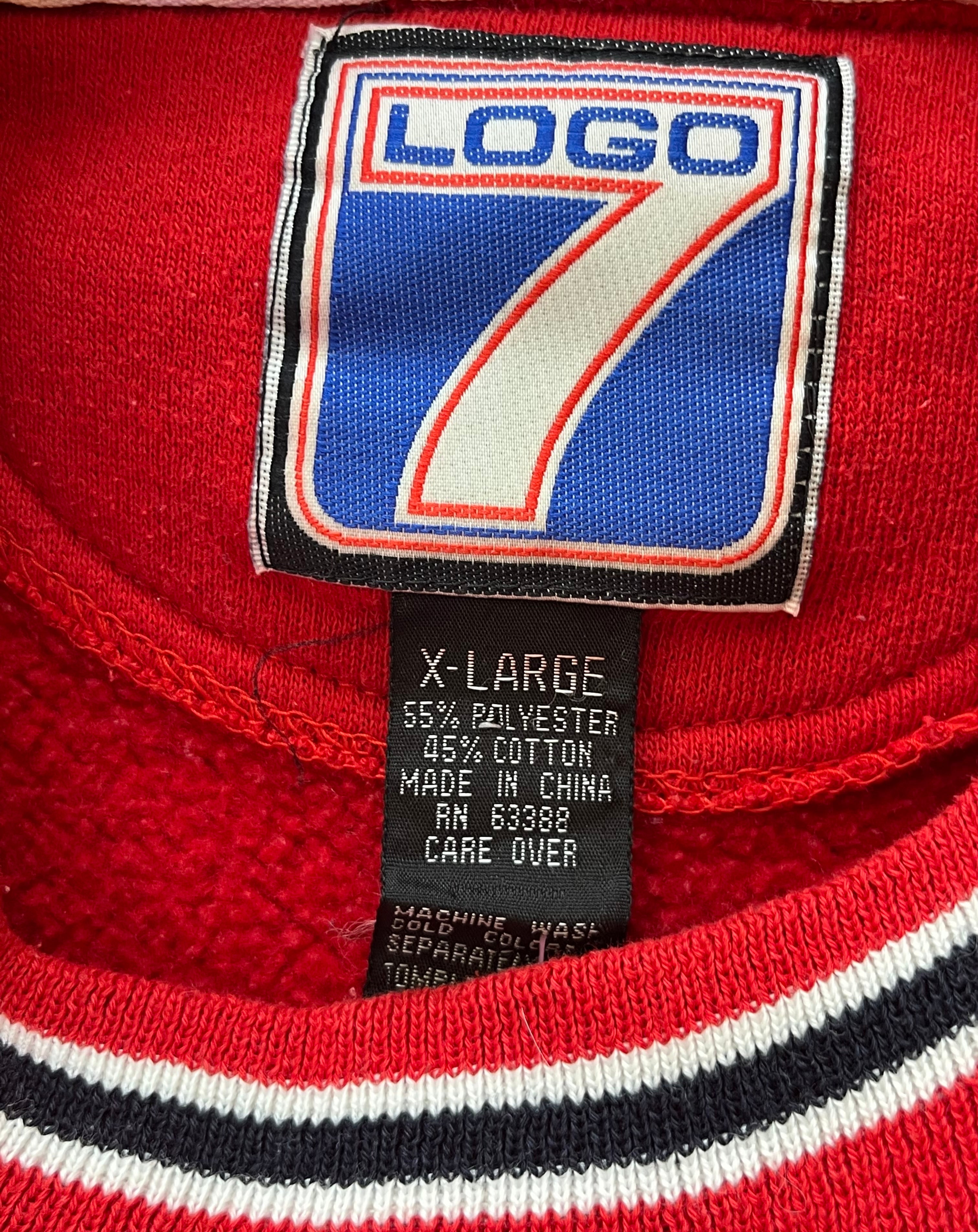 WESTSIDE STOREY VINTAGE | VINTAGE 90S LOGO 7 COLORBLOCK KC CHIEFS SWEATSHIRT - RED - Westside Storey