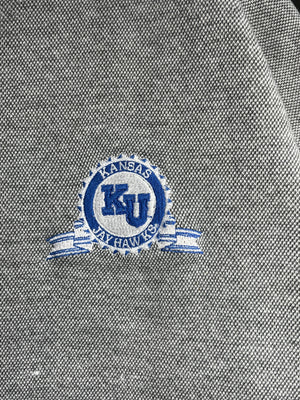 WESTSIDE STOREY VINTAGE | VINTAGE 90S KU JAYHAWKS HEAVY COLOR BLOCK GREY/BLUE/WHITE SWEATSHIRT - Westside Storey