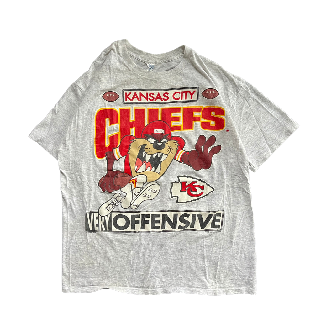 WESTSIDE STOREY VINTAGE | VINTAGE 1993 KC CHIEFS TAZ VERY OFFENSIVE T-SHIRT- GRAY - Westside Storey