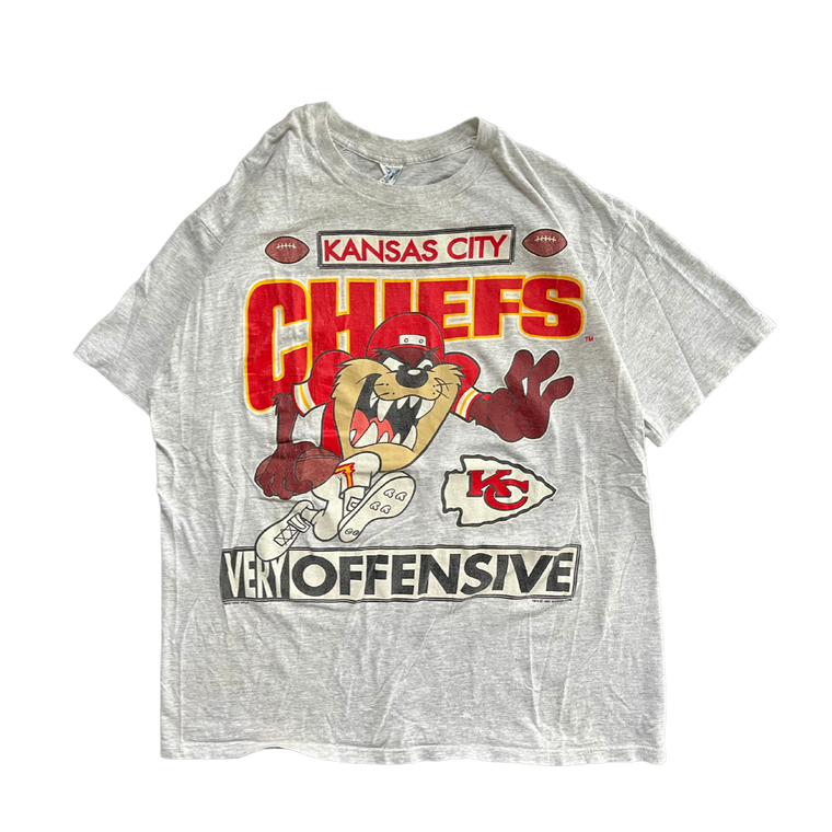 WESTSIDE STOREY VINTAGE | VINTAGE 1993 KC CHIEFS TAZ VERY OFFENSIVE T-SHIRT- GRAY