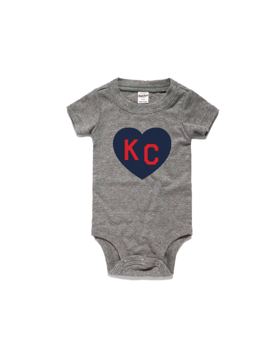 CHARLIE HUSTLE | KIDS KC HEART ONESIE - GREY - Westside Storey