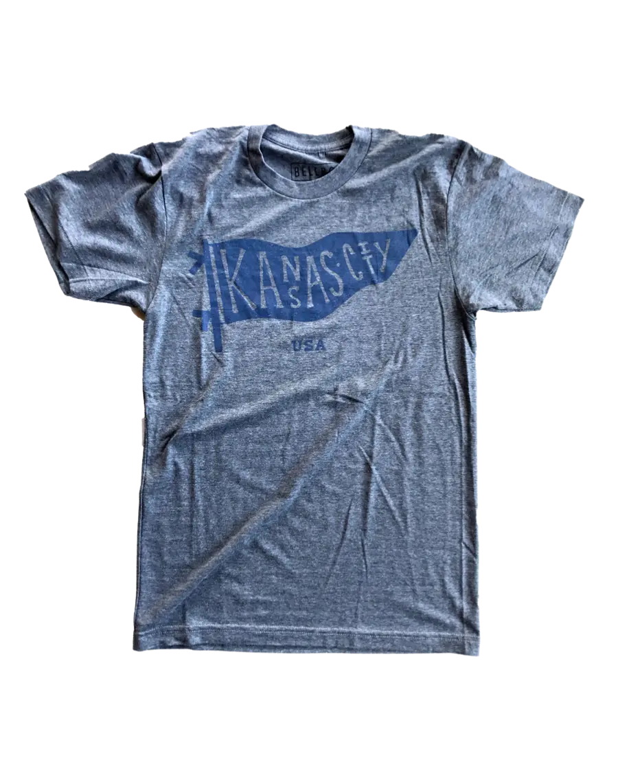 BELLBOY | KC PENNANT T-SHIRT - GREY/BLUE Bellboy Apparel