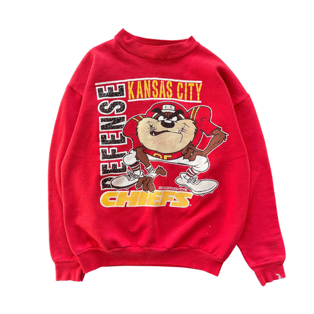 WESTSIDE STOREY VINTAGE | VINTAGE 90S TAZ KC CHIEFS SWEATSHIRT - RED (AS-IS) - Westside Storey