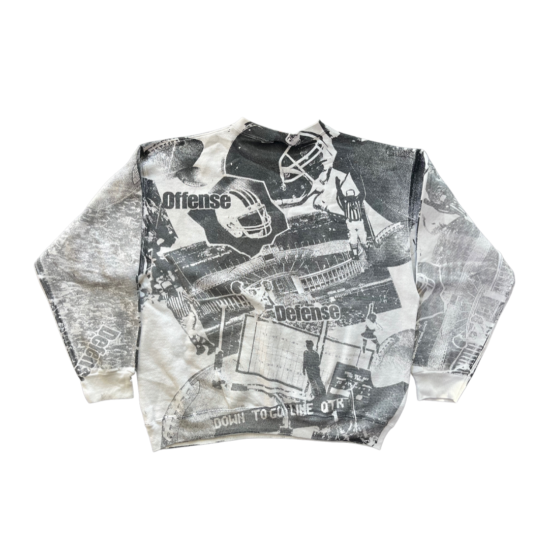 WESTSIDE STOREY VINTAGE | VINTAGE 90S ALL OVER PRINT KC CHIEFS SWEATSHIRT - WHITE/BLACK - Westside Storey
