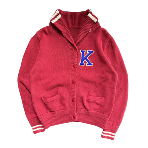 WESTSIDE STOREY VINTAGE | VINTAGE 90S KU JAYHAWKS VARSITY CARDIGAN MAROON SWEATER - Westside Storey