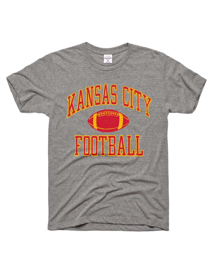 CHARLIE HUSTLE | KANSAS CITY FOOTBALL T-SHIRT - GREY - Westside Storey