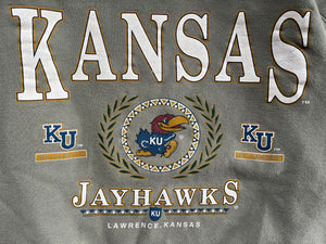 WESTSIDE STOREY VINTAGE | VINTAGE 90S KU JAYHAWKS SAGE GREEN SWEATSHIRT - Westside Storey