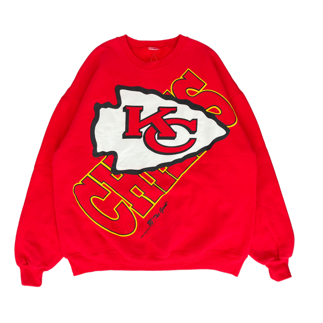 WESTSIDE STOREY VINTAGE | VINTAGE 90S LARGE GRAPHIC FRONT & BACK CHIEFS SWEATSHIRT- RED - Westside Storey