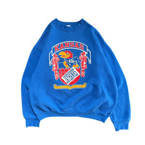 WESTSIDE STOREY VINTAGE | VINTAGE 90S KU JAYHAWKS NOTHING ELSE COUNTS BLUE SWEATSHIRT - Westside Storey
