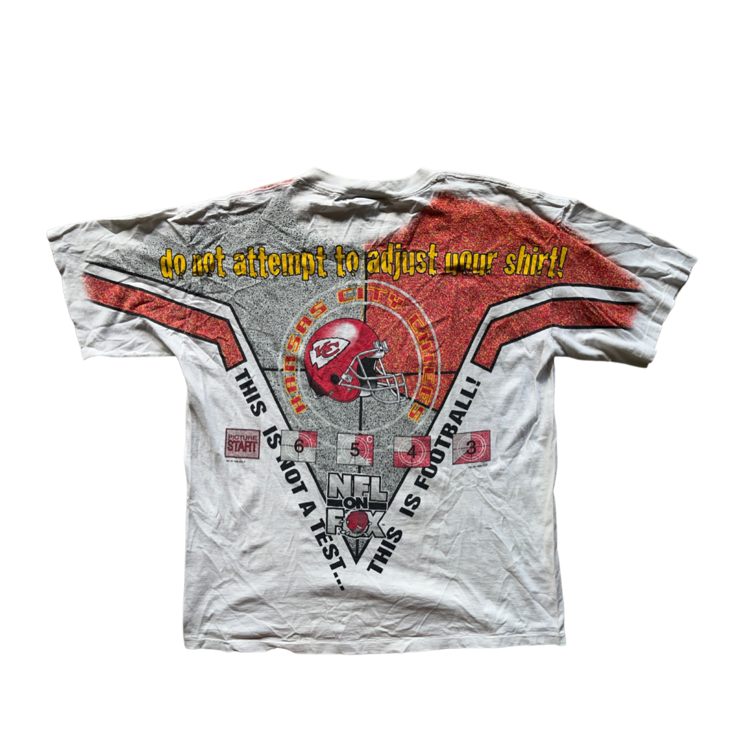 WESTSIDE STOREY VINTAGE | VINTAGE 1996 NFL ON FOX TELEVISION ALLOVER PRINT CHIEFS T-SHIRT - Westside Storey