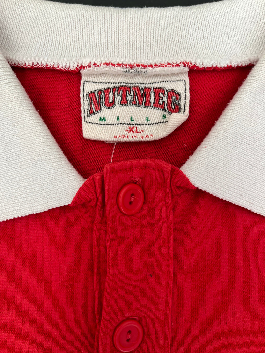 WESTSIDE STOREY VINTAGE | VINTAGE 90S NUTMEG RUGBY STYLE KC CHIEFS POLO LONGSLEEVE SHIRT- RED - Westside Storey
