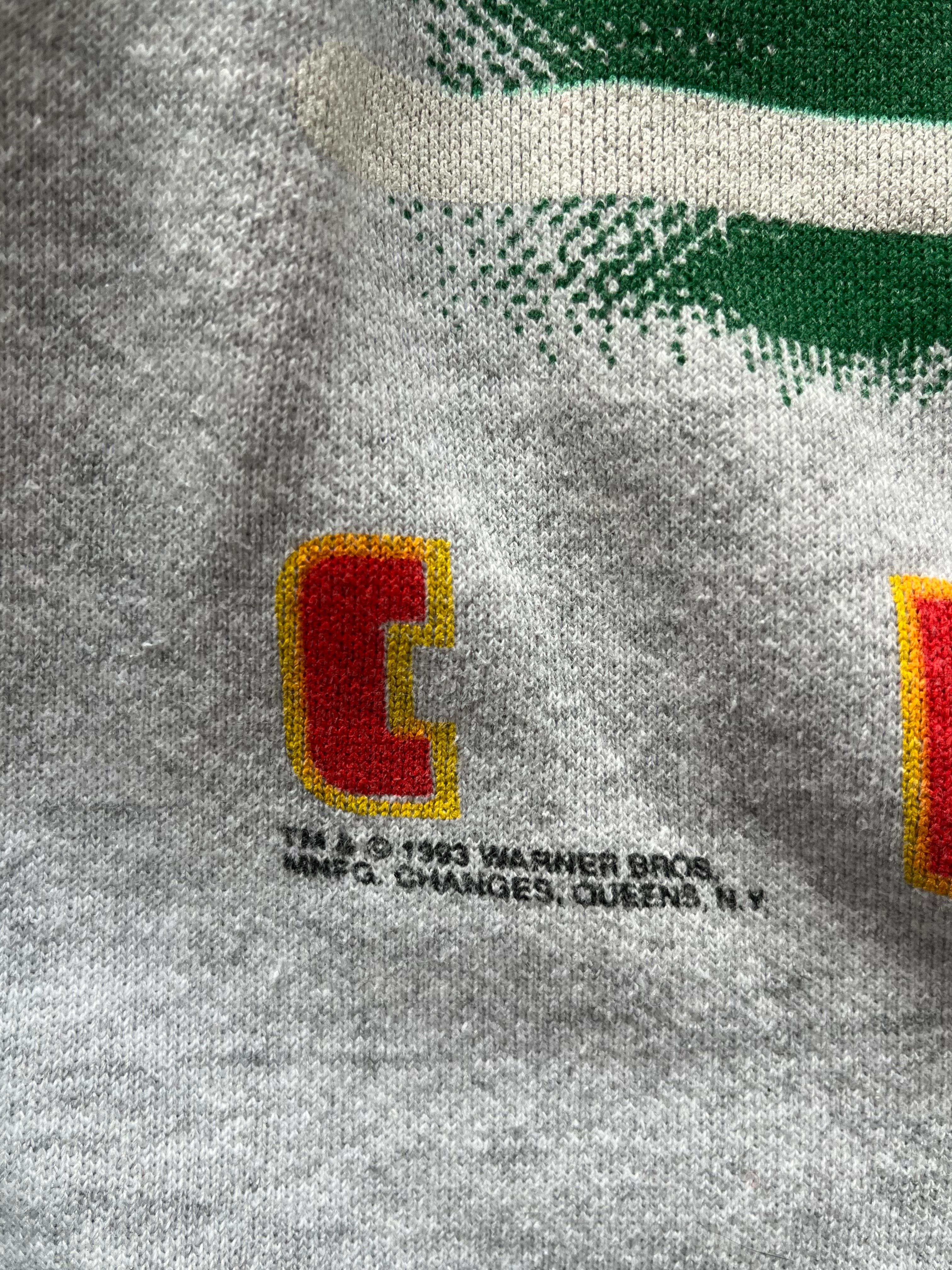 WESTSIDE STOREY VINTAGE | VINTAGE 1995 LOONEY TUNES BUGS, TAZ, WYLEE KC CHIEFS SWEATSHIRT- GREY - Westside Storey