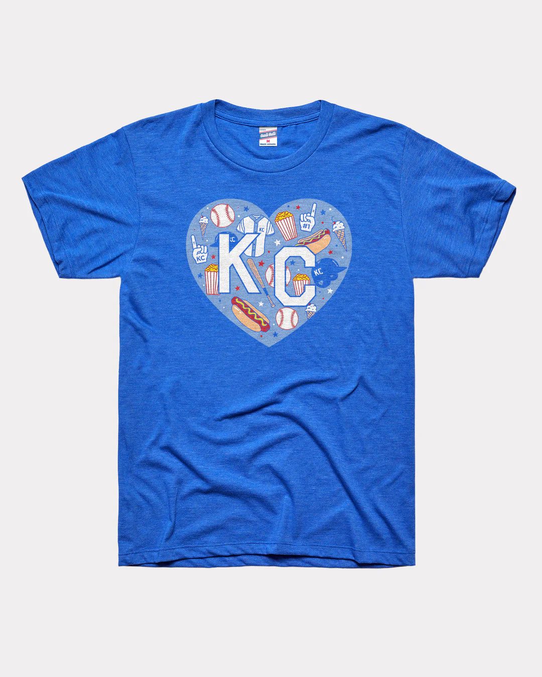 CHARLIE HUSTLE | CROWN TOWN HEART TEE - HEATHER BLUE Charlie Hustle