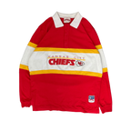 WESTSIDE STOREY VINTAGE | VINTAGE 90S NUTMEG RUGBY STYLE KC CHIEFS POLO LONGSLEEVE SHIRT- RED - Westside Storey