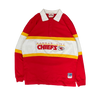 WESTSIDE STOREY VINTAGE | VINTAGE 90S NUTMEG RUGBY STYLE KC CHIEFS POLO LONGSLEEVE SHIRT- RED