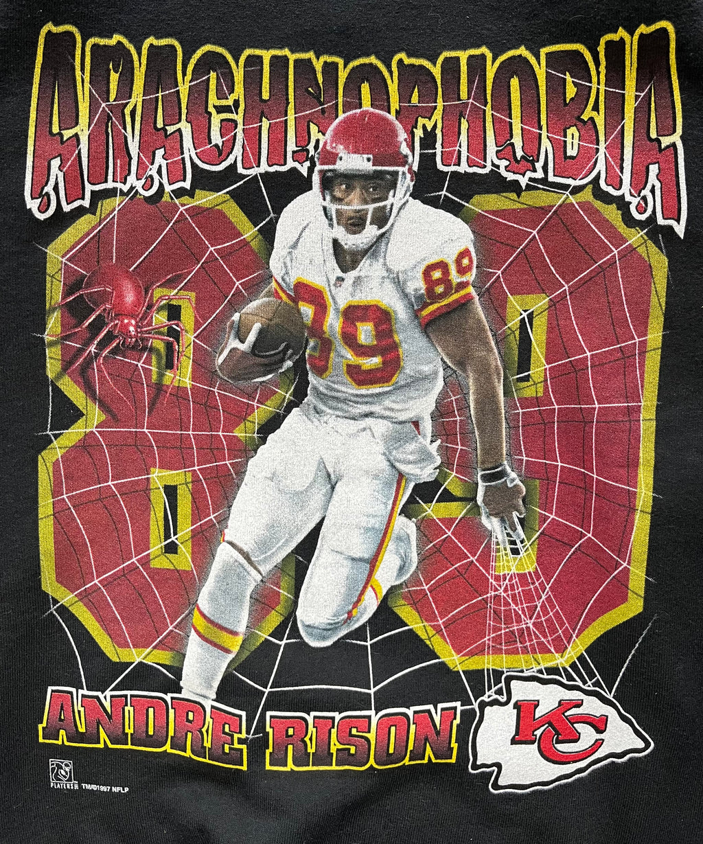 WESTSIDE STOREY VINTAGE | VINTAGE 90S ANDRÉ RISON SPIDER-MAN DEADSTOCK KC CHIEFS SWEATSHIRT - BLACK - Westside Storey