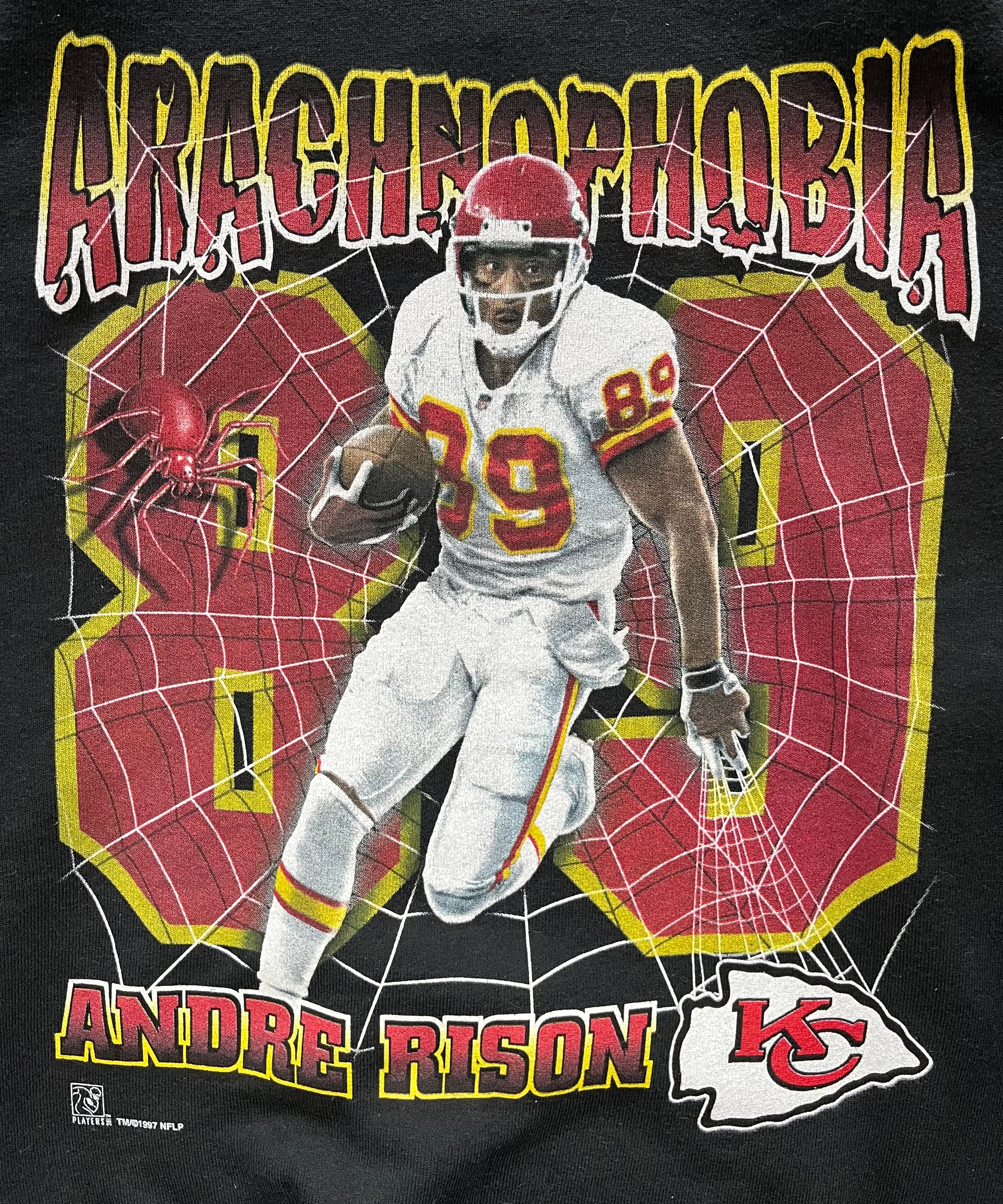 WESTSIDE STOREY VINTAGE | VINTAGE 90S ANDRÉ RISON SPIDER-MAN DEADSTOCK KC CHIEFS SWEATSHIRT - BLACK - Westside Storey