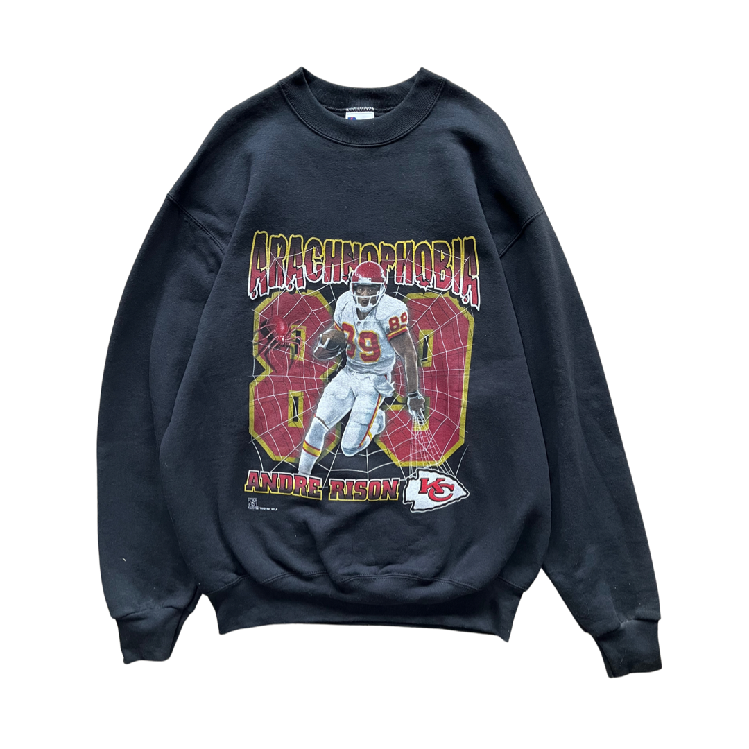 WESTSIDE STOREY VINTAGE | VINTAGE 90S ANDRÉ RISON SPIDER-MAN DEADSTOCK KC CHIEFS SWEATSHIRT - BLACK - Westside Storey
