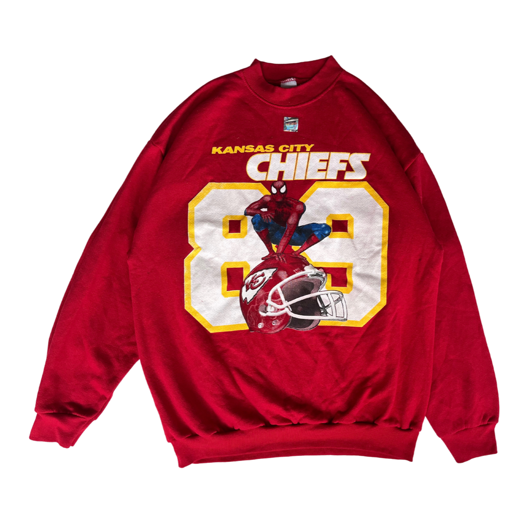 WESTSIDE STOREY VINTAGE | VINTAGE 90S SPIDERMAN KC CHIEFS DEADSTOCK SWEATSHIRT - Westside Storey