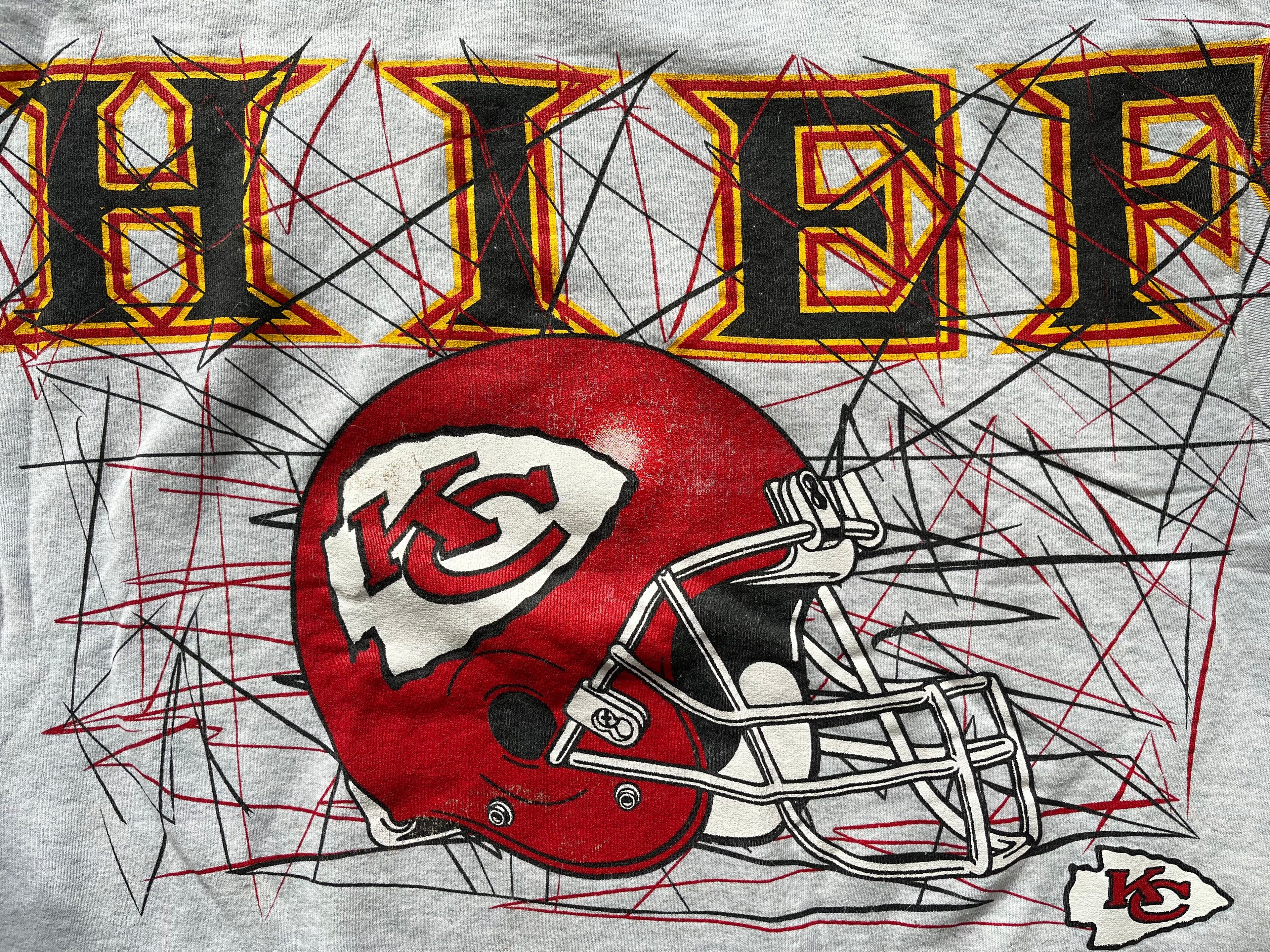 WESTSIDE STOREY VINTAGE | VINTAGE 90S AOP SPELLOUT KC CHIEFS SWEATSHIRT- GREY - Westside Storey