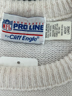 WESTSIDE STOREY VINTAGE | VINTAGE 90S CLIFF ENGLE KC CHIEFS KNIT SWEATER- WHITE/RED - Westside Storey