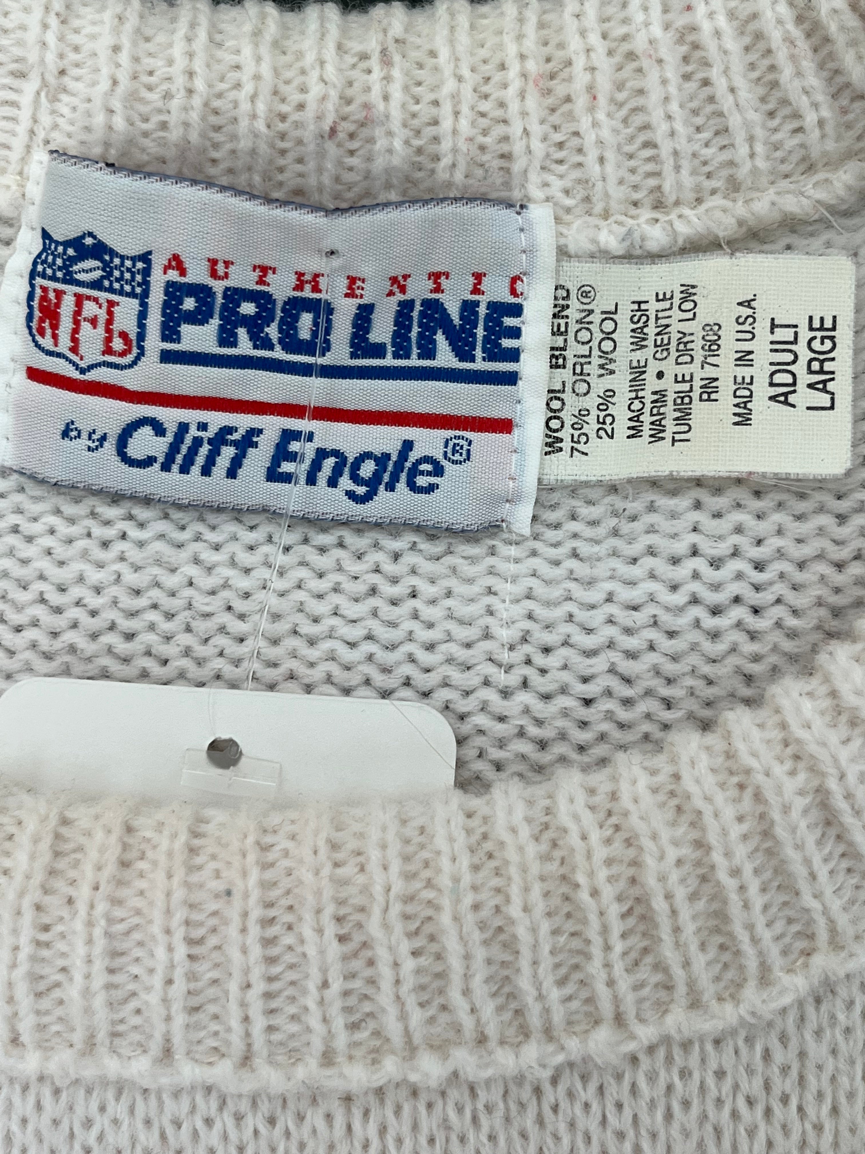 WESTSIDE STOREY VINTAGE | VINTAGE 90S CLIFF ENGLE KC CHIEFS KNIT SWEATER- WHITE/RED - Westside Storey