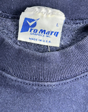 WESTSIDE STOREY VINTAGE | VINTAGE 90S KU JAYHAWKS EMBOSSED NAVY SWEATSHIRT - Westside Storey