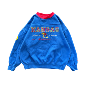WESTSIDE STOREY VINTAGE | VINTAGE 90S LEE JAYHAWKS KU SWEATSHIRT- BLUE - Westside Storey