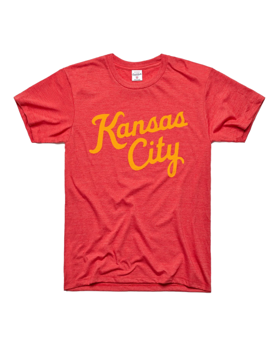 CHARLIE HUSTLE  KANSAS CITY SCRIPT WOMENS T-SHIRT - RED - Westside Storey