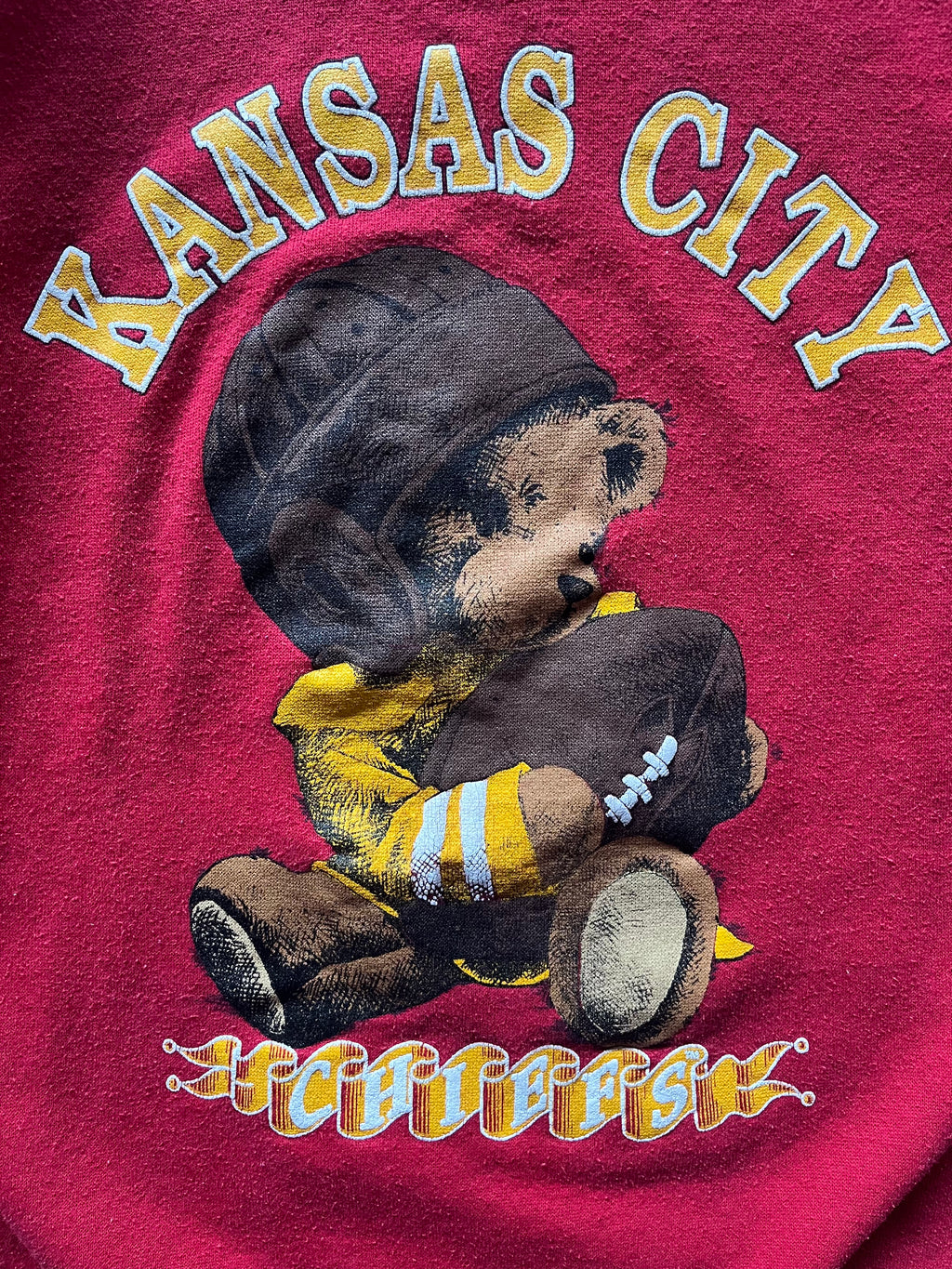 WESTSIDE STOREY VINTAGE | VINTAGE 90S TEDDY BEAR KC CHIEFS SWEATSHIRT - Westside Storey