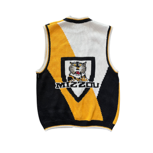 WESTSIDE STOREY VINTAGE | VINTAGE 80S MISSOURI TIGERS MU KNIT SWEATER VEST- BLACK/WHITE/GOLD - Westside Storey