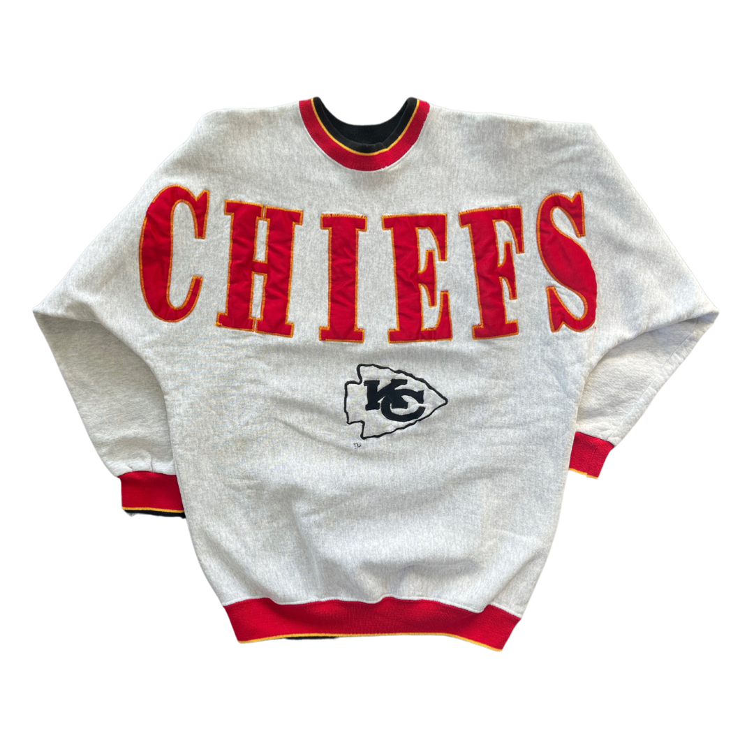 WESTSIDE STOREY VINTAGE | VINTAGE 90S LEGENDS SPELLOUT KC CHIEFS SWEATSHIRT - GREY - Westside Storey