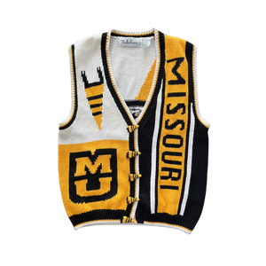 WESTSIDE STOREY VINTAGE | VINTAGE 80S MISSOURI TIGERS MU KNIT SWEATER VEST- BLACK/WHITE/GOLD - Westside Storey