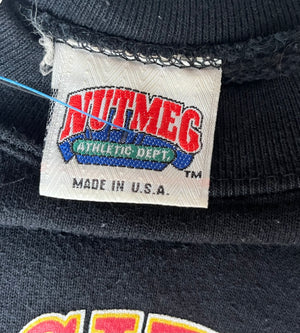 WESTSIDE STOREY VINTAGE | VINTAGE 90S NUTMEG SHIELD KC CHIEFS BLACK SWEATSHIRT - Westside Storey
