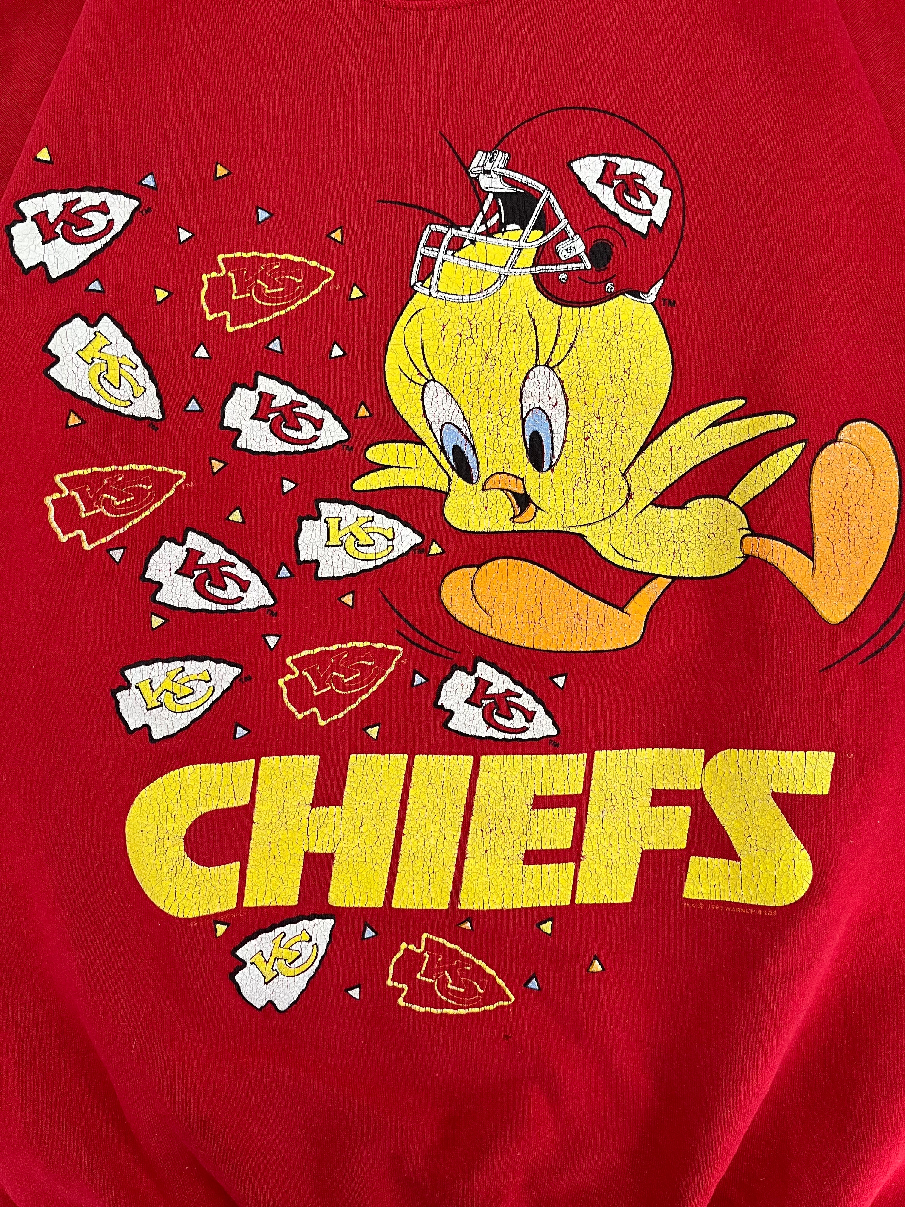 WESTSIDE STOREY VINTAGE | VINTAGE 90S TWEETY BIRD LOONEY TUNES KC CHIEFS SWEATSHIRT- RED - Westside Storey