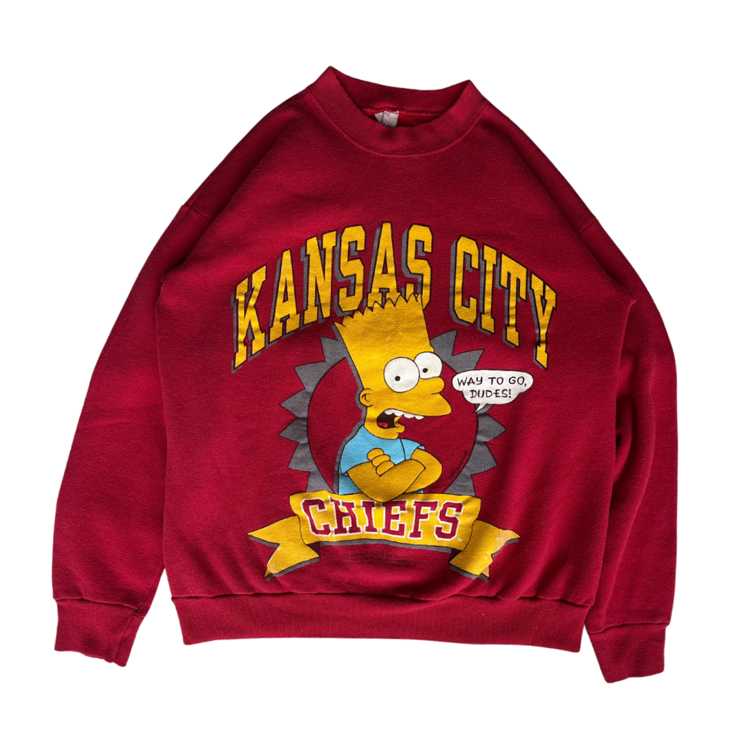 WESTSIDE STOREY VINTAGE | VINTAGE 1990 BART SIMPSON KC CHIEFS SWEATSHIRT - Westside Storey