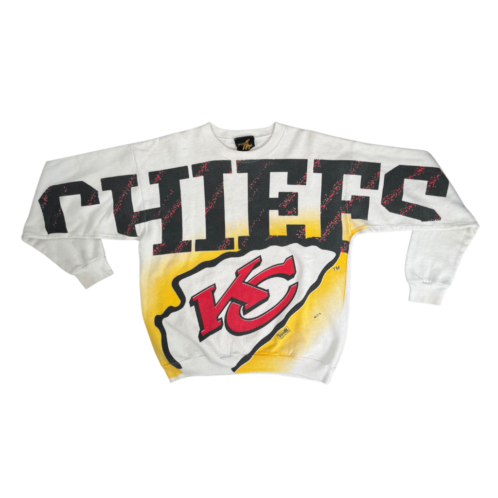 WESTSIDE STOREY VINTAGE | VINTAGE 90S AOP MAGIC KC CHIEFS SWEATSHIRT- WHITE - Westside Storey