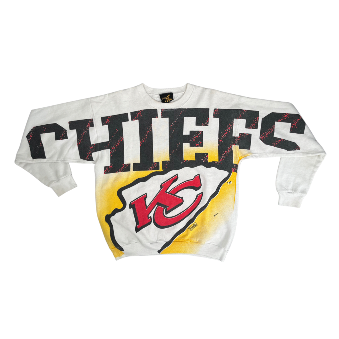 WESTSIDE STOREY VINTAGE | VINTAGE 90S AOP MAGIC KC CHIEFS SWEATSHIRT- WHITE - Westside Storey
