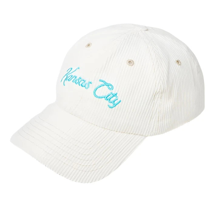 SANDLOT | CORDUROY DAD HAT KC CURRENT SCRIPT - WHITE/TEAL - Westside Storey