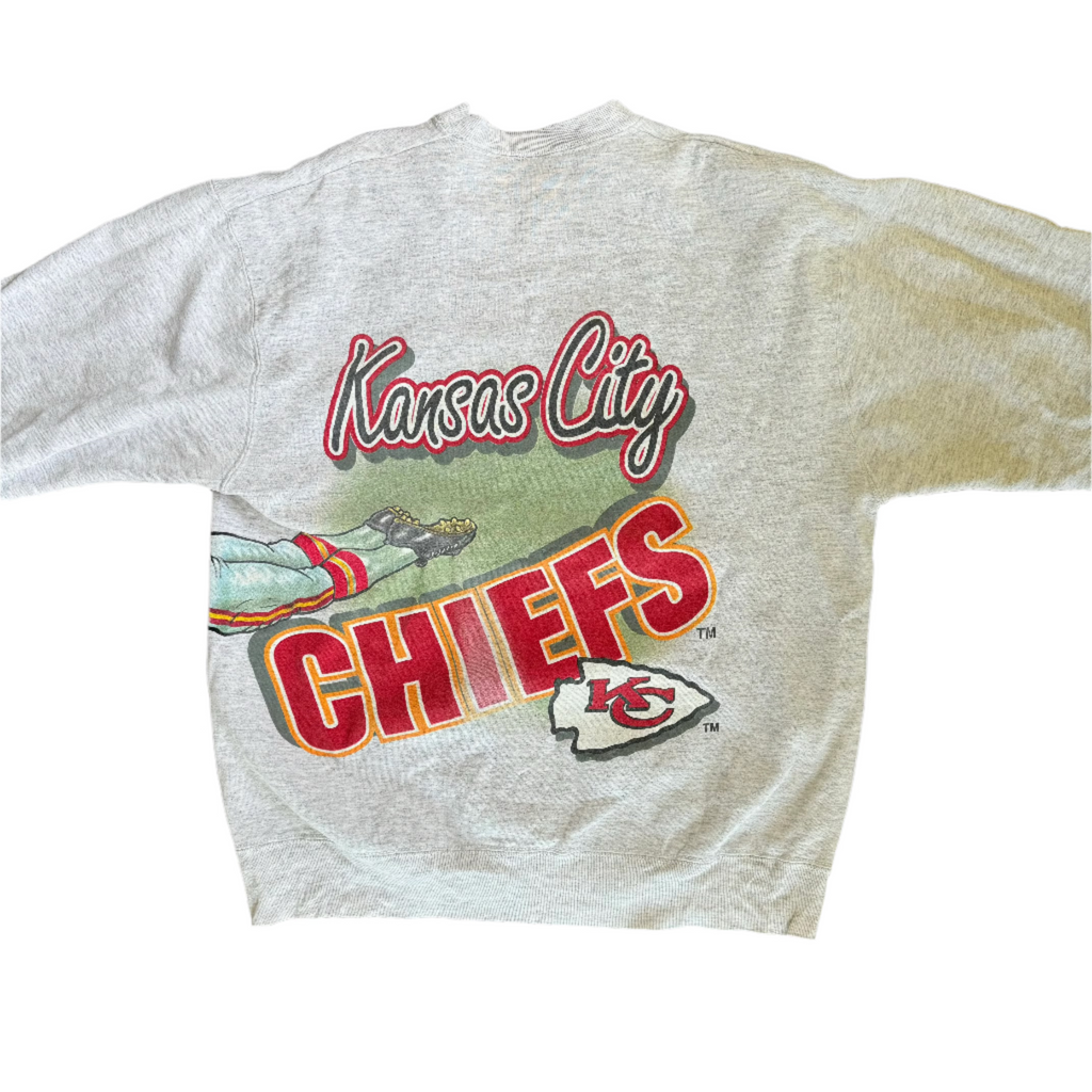 WESTSIDE STOREY VINTAGE | VINTAGE 1994 KC CHIEFS HEAVY FRONT AND BACK SWEATSHIRT - GRAY - Westside Storey