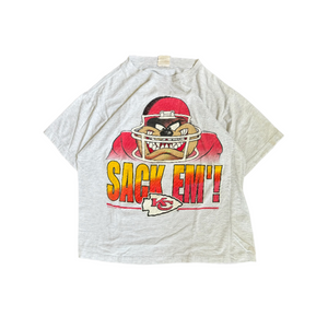 WESTSIDE STOREY VINTAGE | VINTAGE 1996 TAZ KC CHIEFS SACK EM T-SHIRT - GRAY - Westside Storey