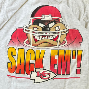 WESTSIDE STOREY VINTAGE | VINTAGE 1996 TAZ KC CHIEFS SACK EM T-SHIRT - GRAY - Westside Storey