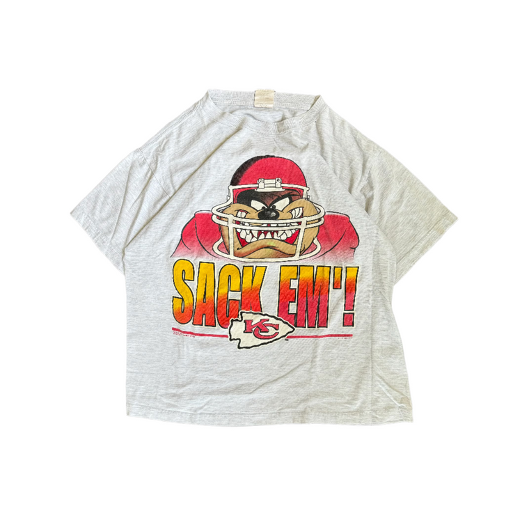 WESTSIDE STOREY VINTAGE | VINTAGE 1996 TAZ KC CHIEFS SACK EM T-SHIRT - GRAY