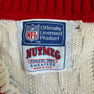 WESTSIDE STOREY VINTAGE | VINTAGE 90'S KC CHIEFS NUTMEG KNIT V NECK SWEATER - WHITE - Westside Storey