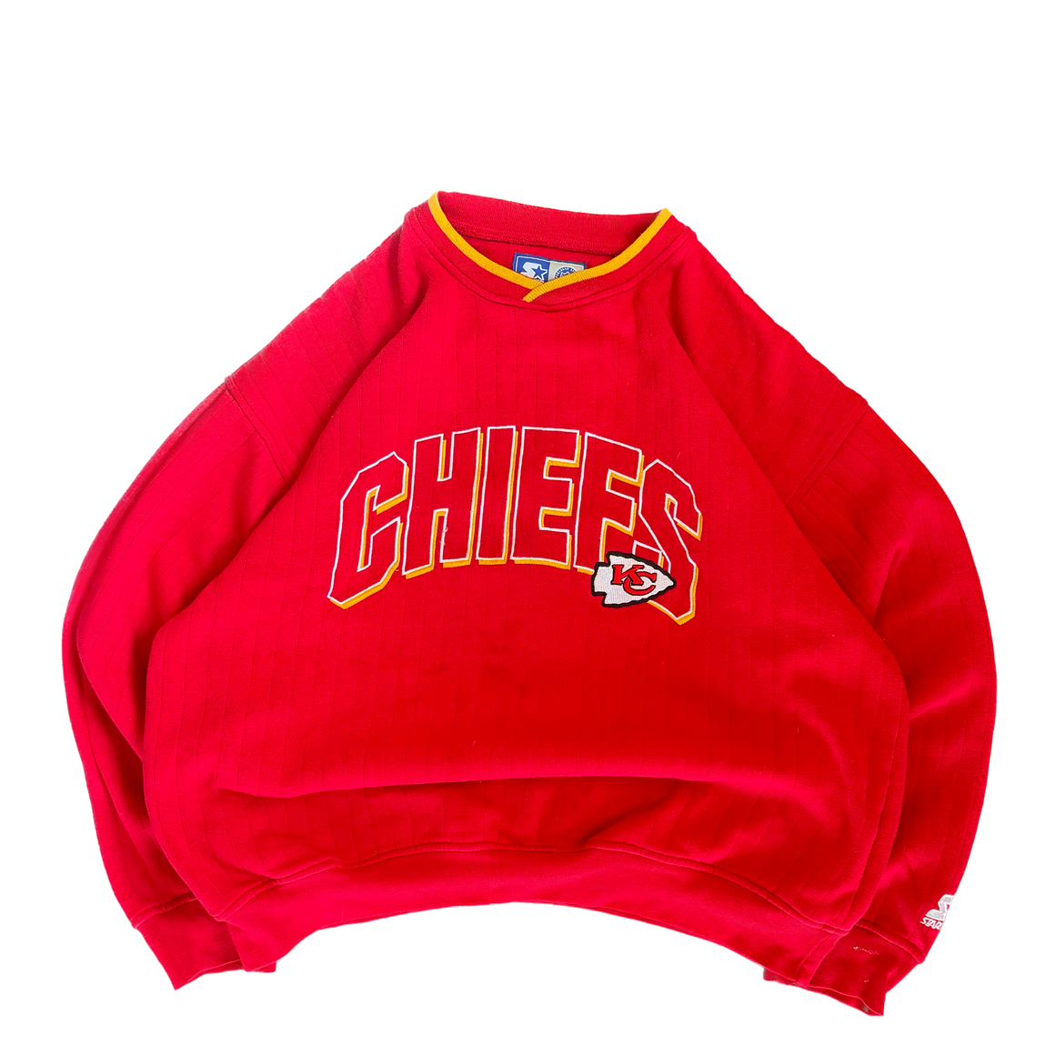 WESTSIDE STOREY VINTAGE | VINTAGE 90'S KC CHIEFS RIBBED SWEATSHIRT - RED