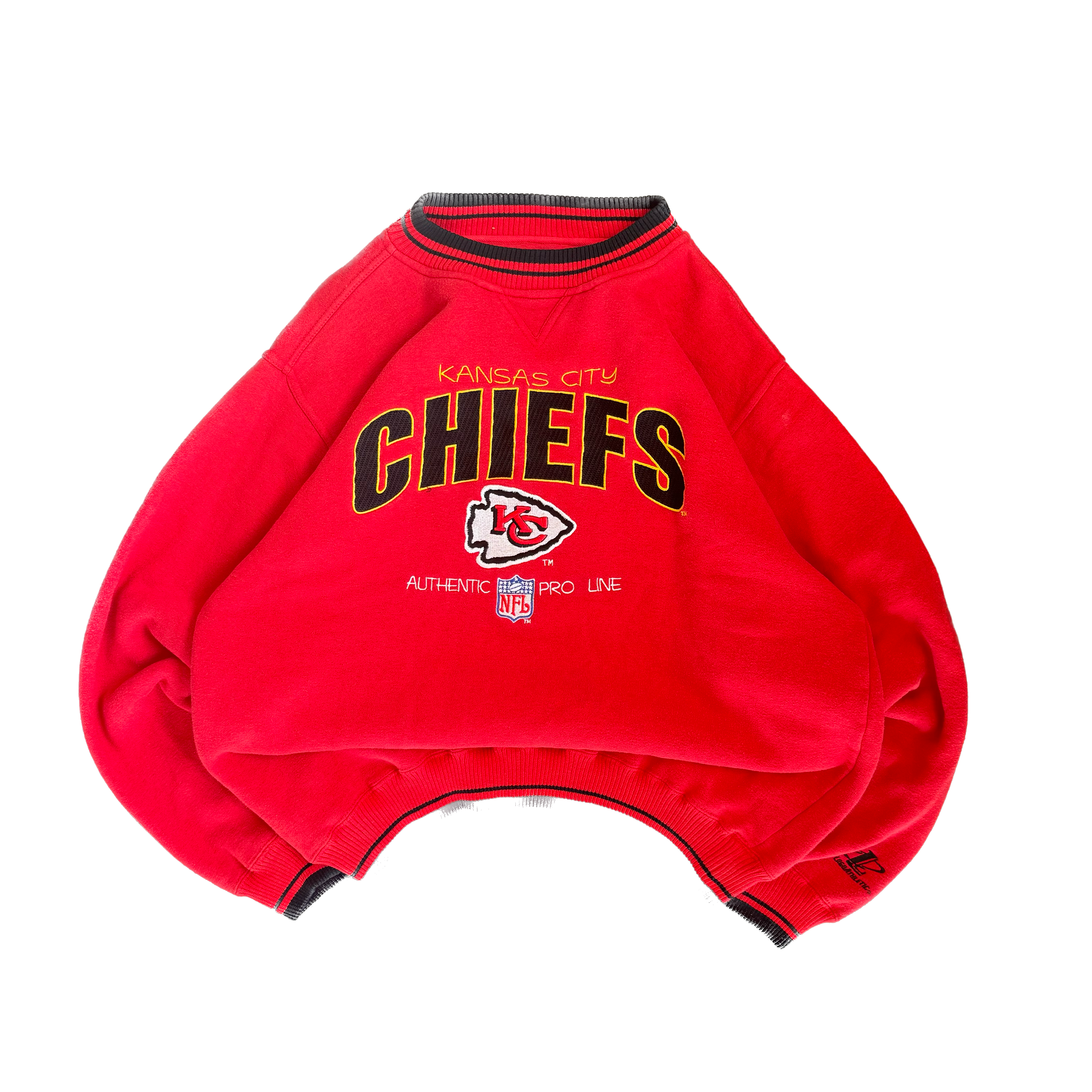 WESTSIDE STOREY VINTAGE | VINTAGE 90'S LOGO 7 KC CHIEFS HEAVY EMBROIDERED SWEATSHIRT - RED - Westside Storey