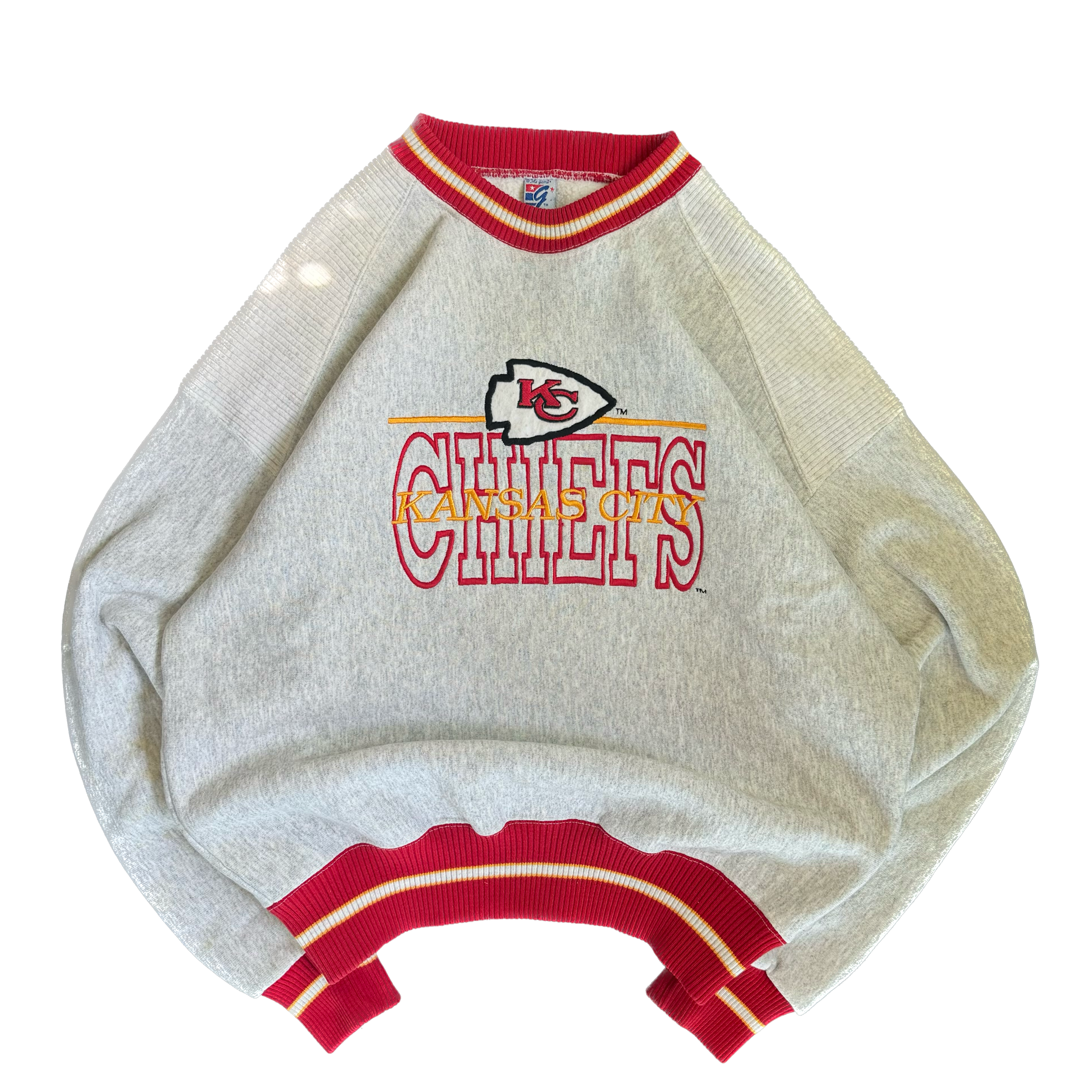 WESTSIDE STOREY VINTAGE | VINTAGE KC CHIEFS THE GAME EMBROIDERED SWEATSHIRT(MARKS ON SLEEVE) - GRAY - Westside Storey