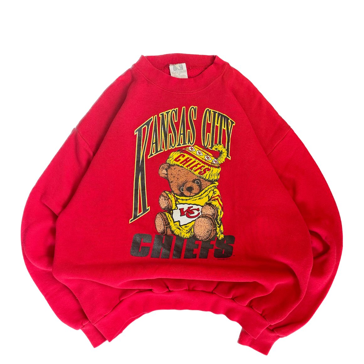 WESTSIDE STOREY VINTAGE | VINTAGE 90'S KC CHIEFS TEDDY BEAR SWEATSHIRT - RED